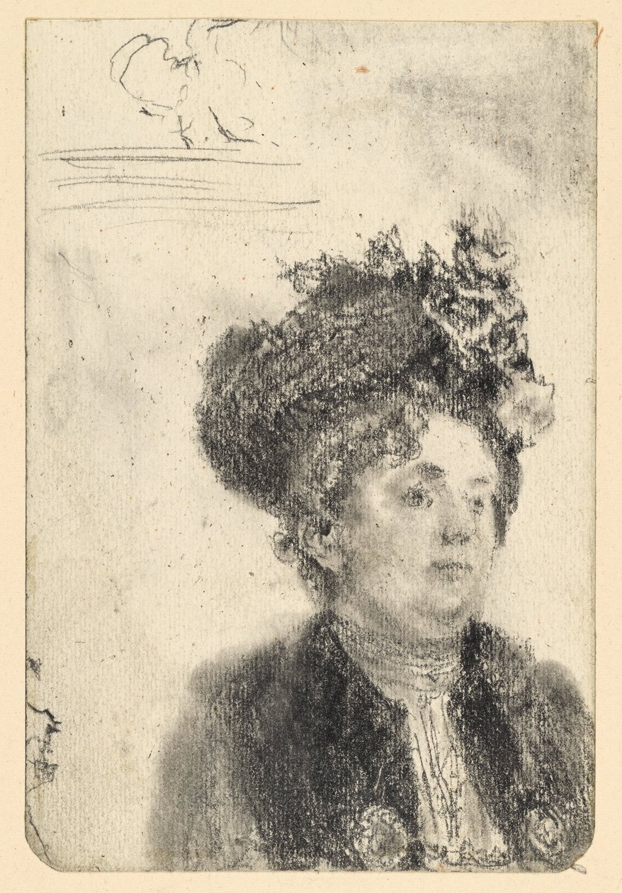 Hattupäisen naisen rintakuva tekijältä Adolph Menzel