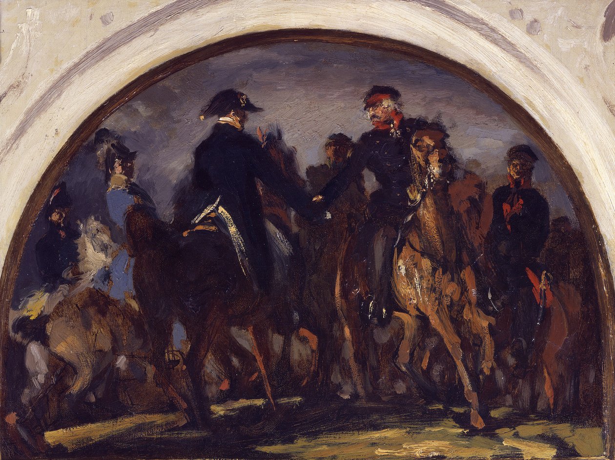 Wellington ja Blücher Belle-Alliancen taistelun jälkeen tekijältä Adolph Menzel