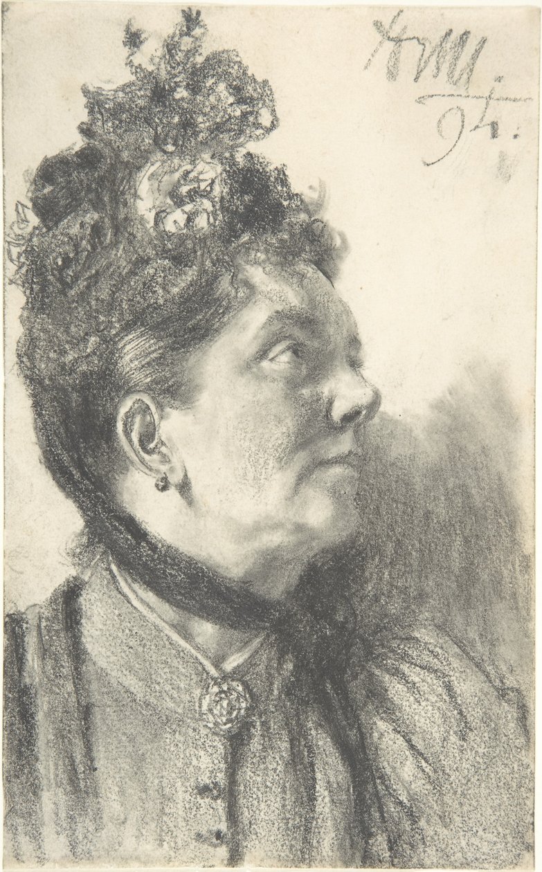 Nainen, jolla on murskattua samettia oleva hattu tekijältä Adolph Menzel