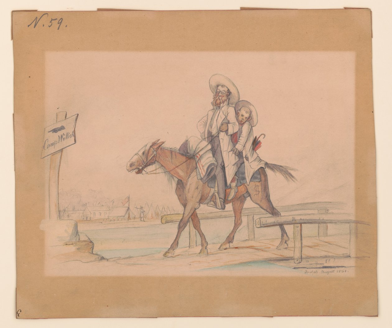Henry Von Trebra ja Louis V. Trebra saapuvat Camp Mortoniin, Indplsille maatilaltaan Madison, Ill. tekijältä Adolph Metzner