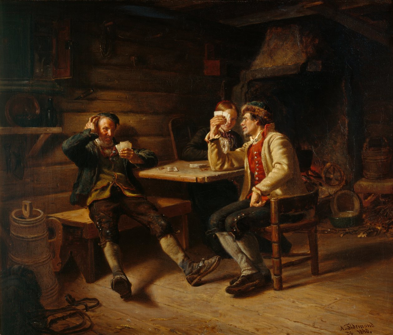 Korttipelaajat tekijältä Adolph Tidemand