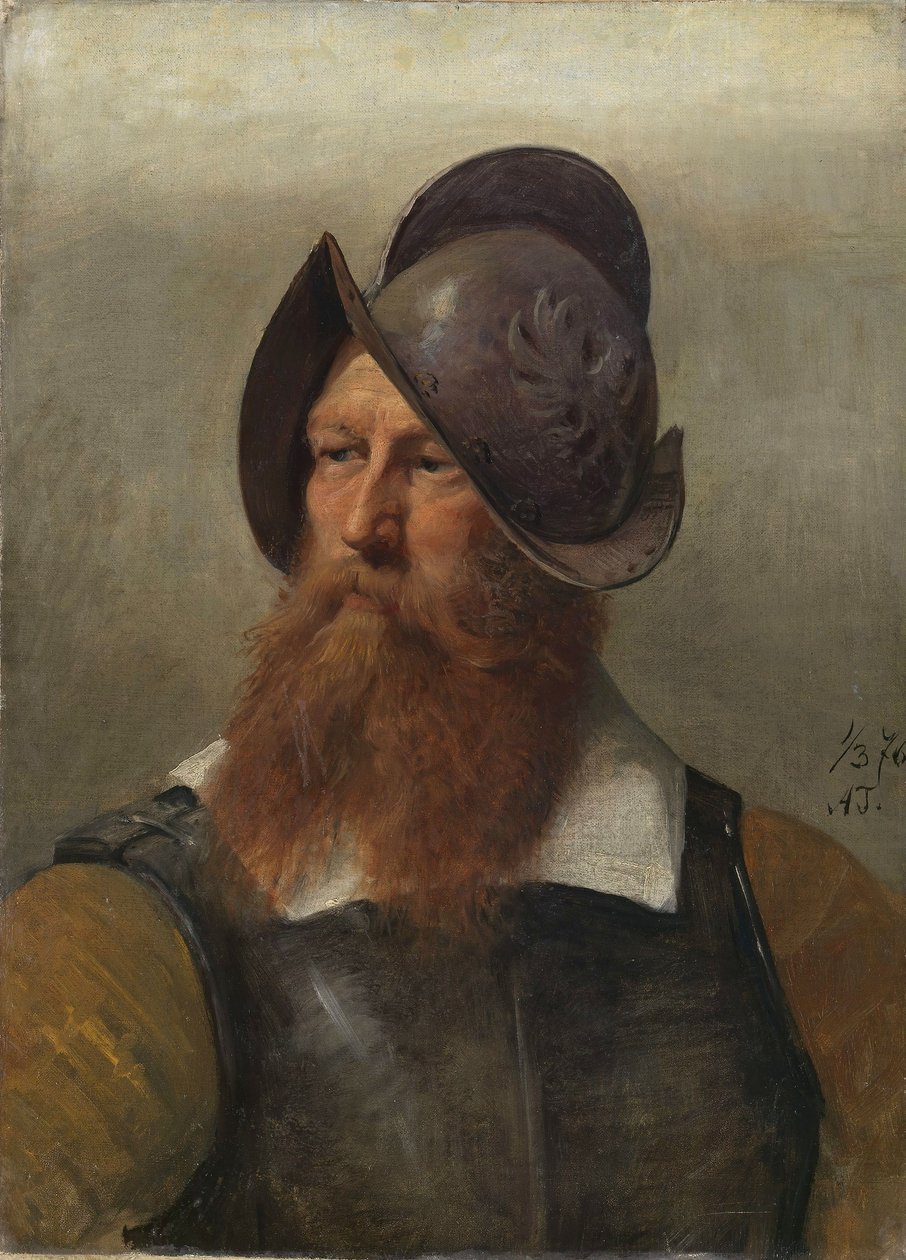 Piirrosluonnos, jossa Kristian IV perustaa Christianian tekijältä Adolph Tidemand