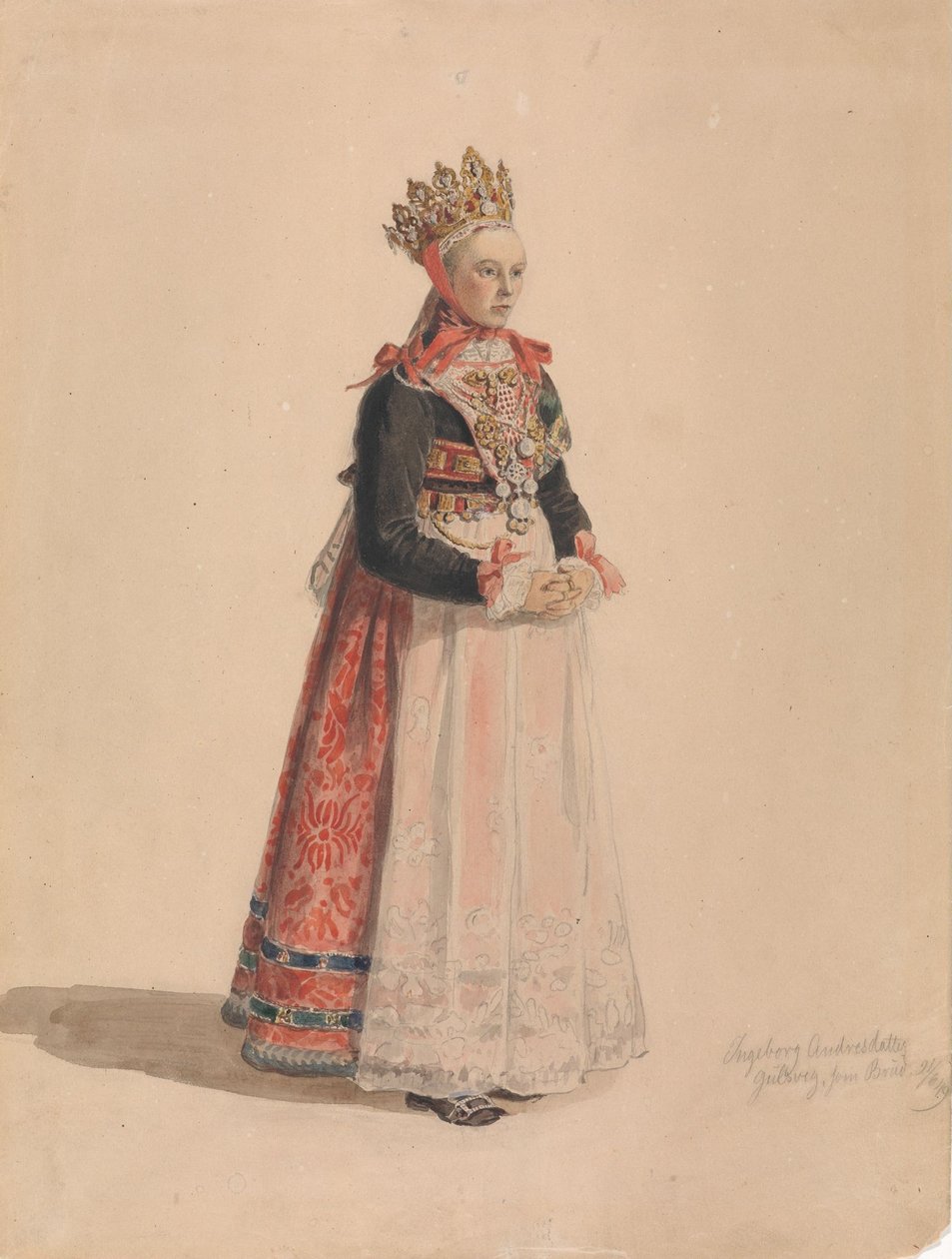 Ingeborg Andresdatter Gulsvik morsiamena tekijältä Adolph Tidemand