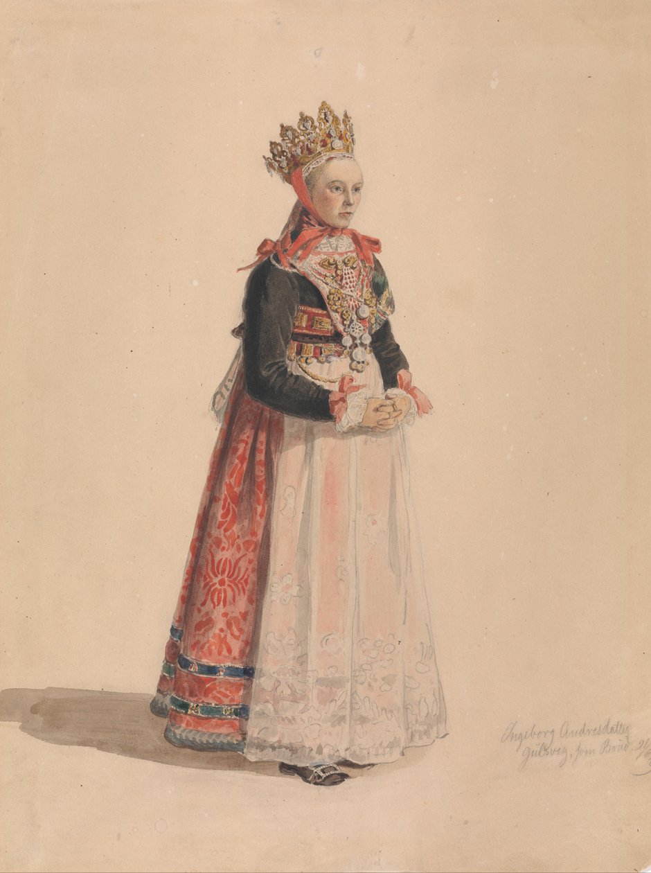 Ingeborg Andresdatter Gulsvik morsiamena tekijältä Adolph Tidemand