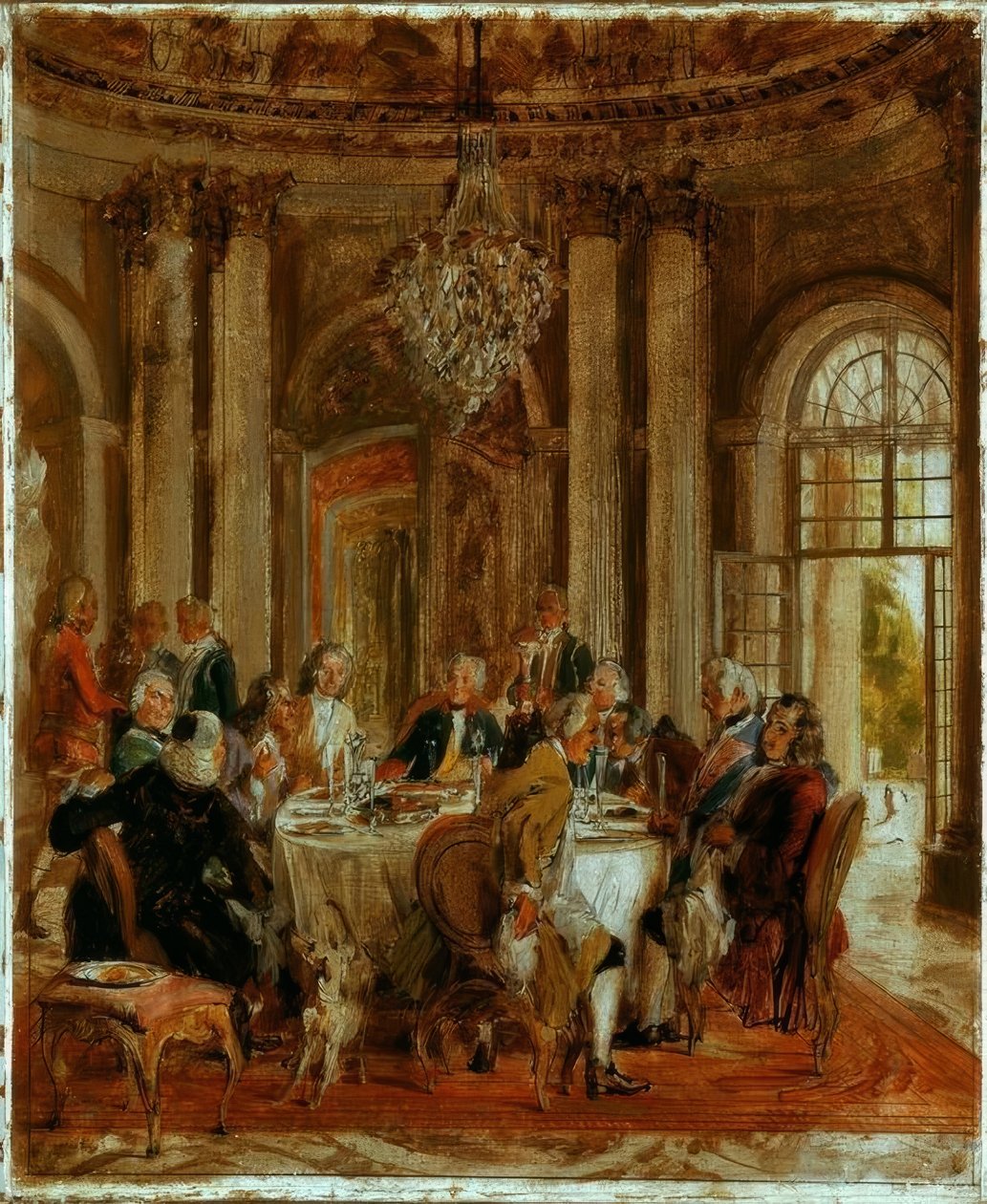 Kuningas Frederick II Pyöreä pöytä Sanssoucissa tekijältä Adolph Menzel
