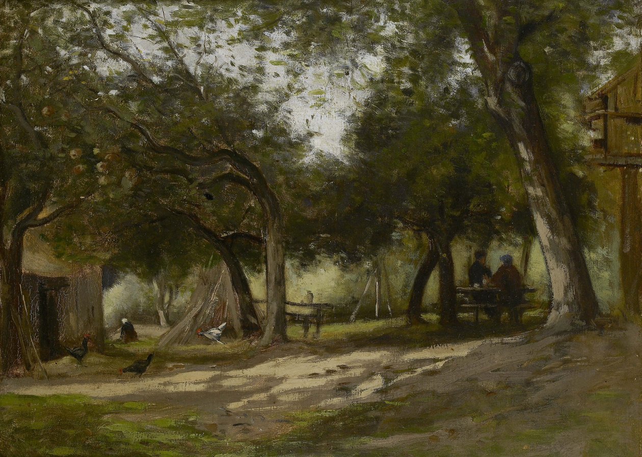 Maisema pihalla, 1830 tekijältä Adolphe Felix Cals