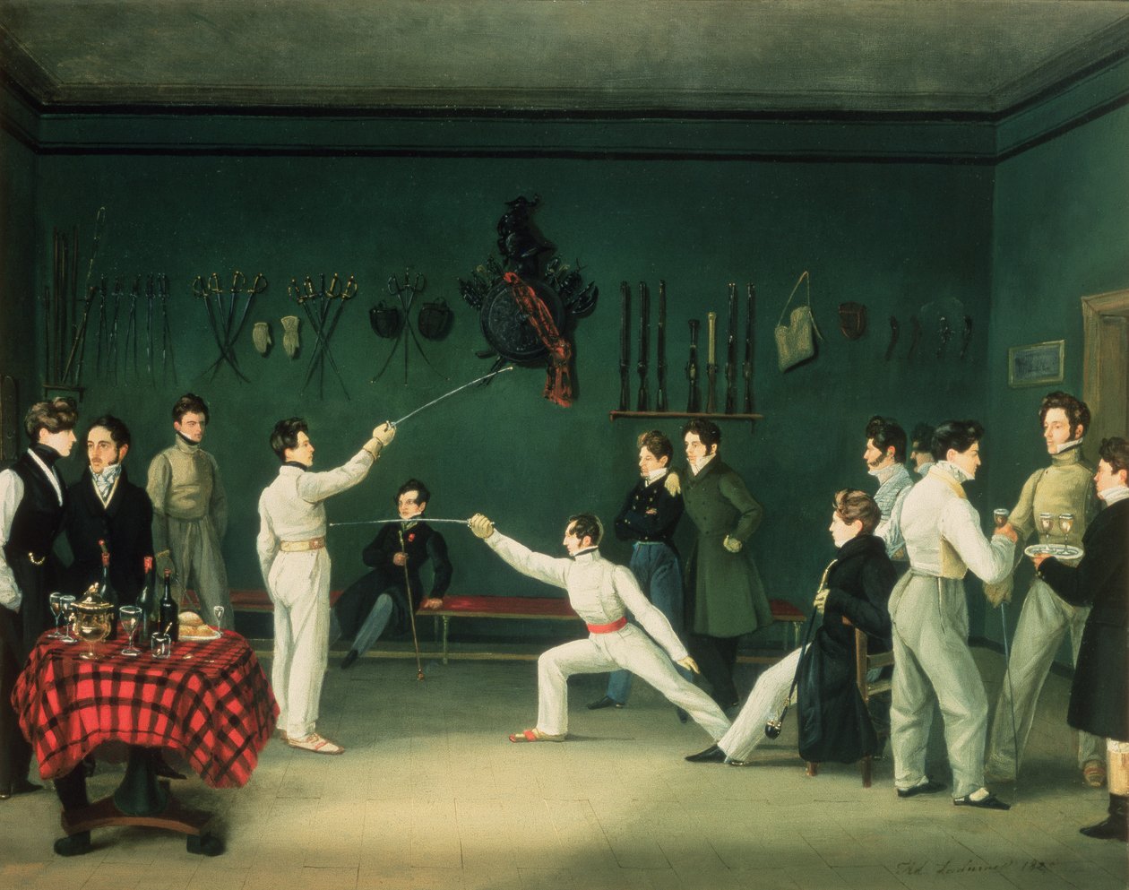 Miekkailukohtaus, 1827 tekijältä Adolphe Ladurner