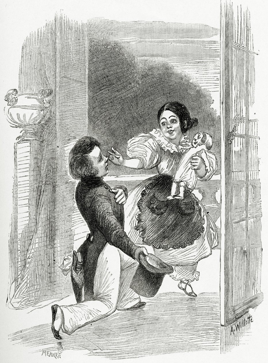 Kuvitus Toute la Lyresta, 1800-luku (bw-kaiverrus) tekijältä Adolphe Leon Willette