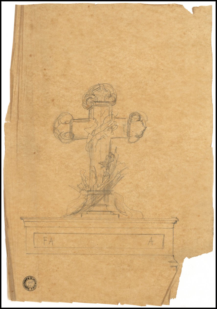 Croquis de tombeau pour la famille Karakehia au cimetière du Père Lachaise à Paris tekijältä Adolphe Victor Geoffroy Dechaume