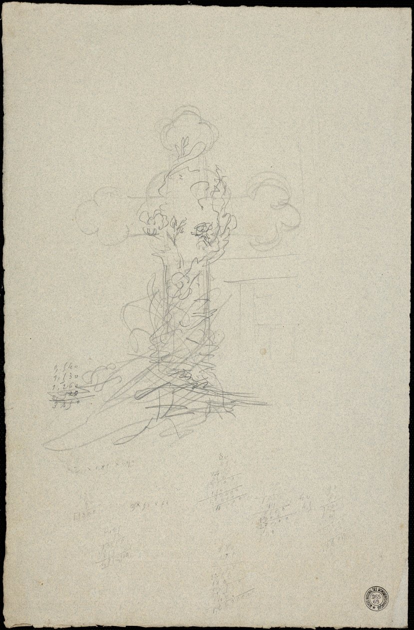 Croquis de tombeau pour la famille Karakehia au cimetière du Père Lachaise à Paris tekijältä Adolphe Victor Geoffroy Dechaume