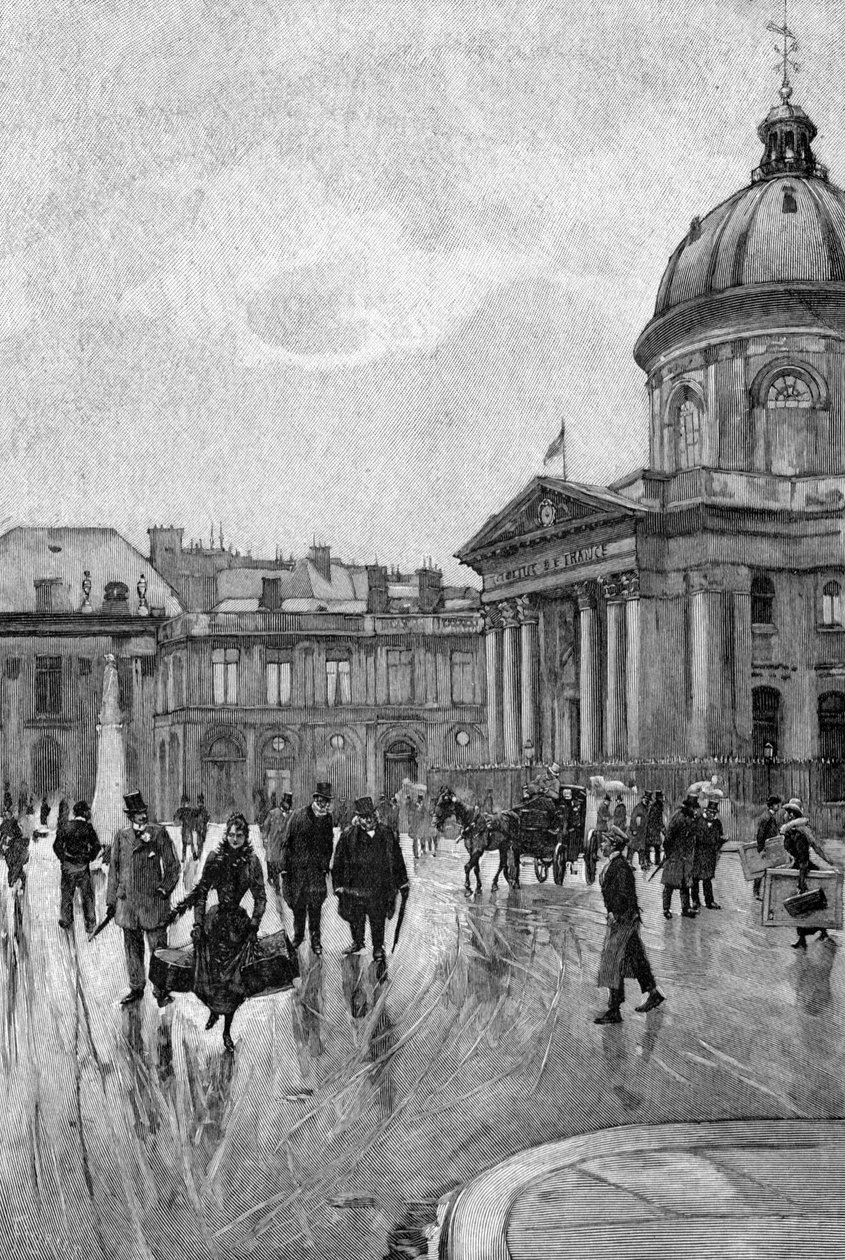 Seinen rannat ja Institut de France (Ranska-instituutti) tekijältä Adolphe (after) Giraldon
