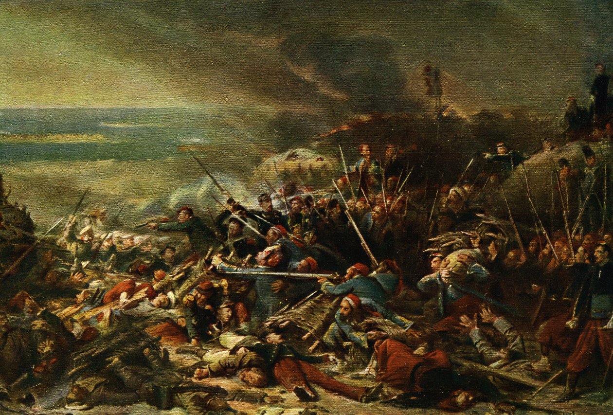 "La Prise de Malakoff" (Malakoffin valtaaminen) (painettu) tekijältä Adolphe (after) Yvon