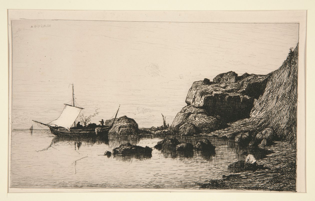 Kalastajan vene saapumassa Colliouren kallioille (Pyrenees Orientales) tekijältä Adolphe Appian