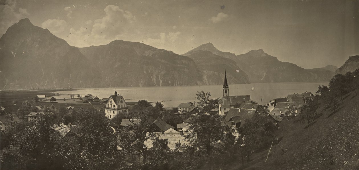 Näkymä Flüelenistä, Sveitsistä tekijältä Adolphe Braun