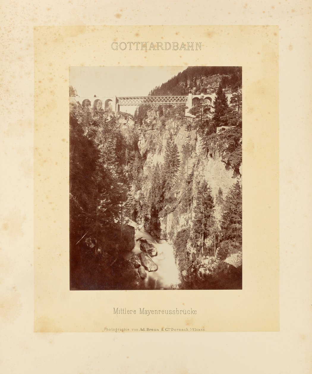 Gotthardin rautatie: Middle Mayenreussin silta tekijältä Adolphe Braun and Cie
