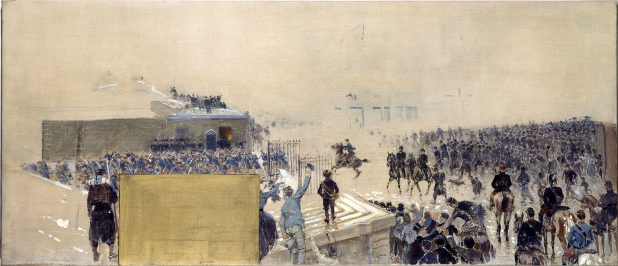 Luonnos Pariisin kaupungintalon prefektuurin toimistoa varten: Uloskäynti tekijältä Adolphe Gustave Binet