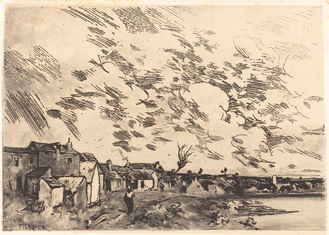 Kylä joen rannalla tekijältä Adolphe Hervier