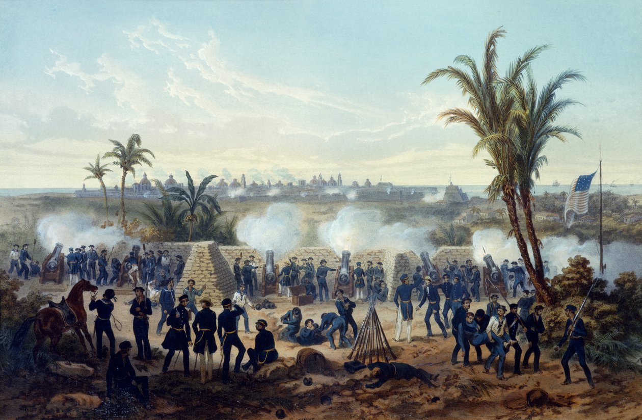 Veracruzin taistelu, kenraali Scottin joukot hyökkäävät ja valtaavat kaupungin tekijältä Adolphe Jean-Baptiste Bayot