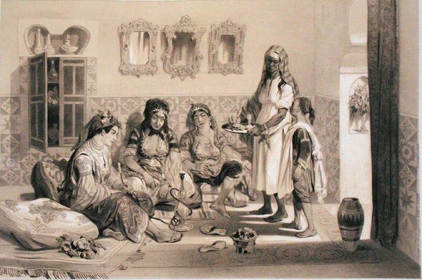 Naiset Algerista, teoksesta, jossa muistetaan Ranskan retkikuntajoukkoja, jotka valloittivat Algerin vuonna 1830 (litho) tekijältä Adolphe Jean Baptiste Bayot