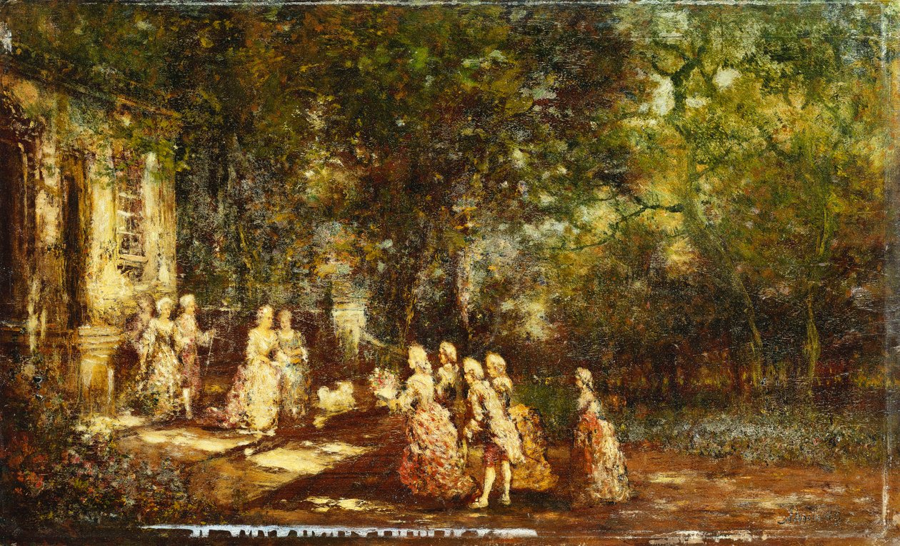 Vierailu prinsessan luona; Vieraile a la Princessessä, noin 1860 tekijältä Adolphe Joseph Thomas Monticelli