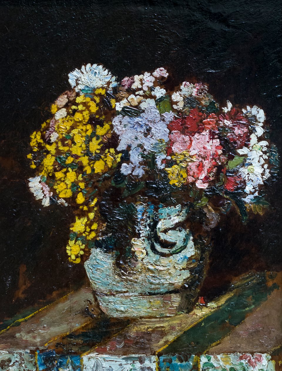 Maljakko luonnonkukkia, noin 1870-80 (öljy puulle). tekijältä Adolphe Joseph Thomas Monticelli