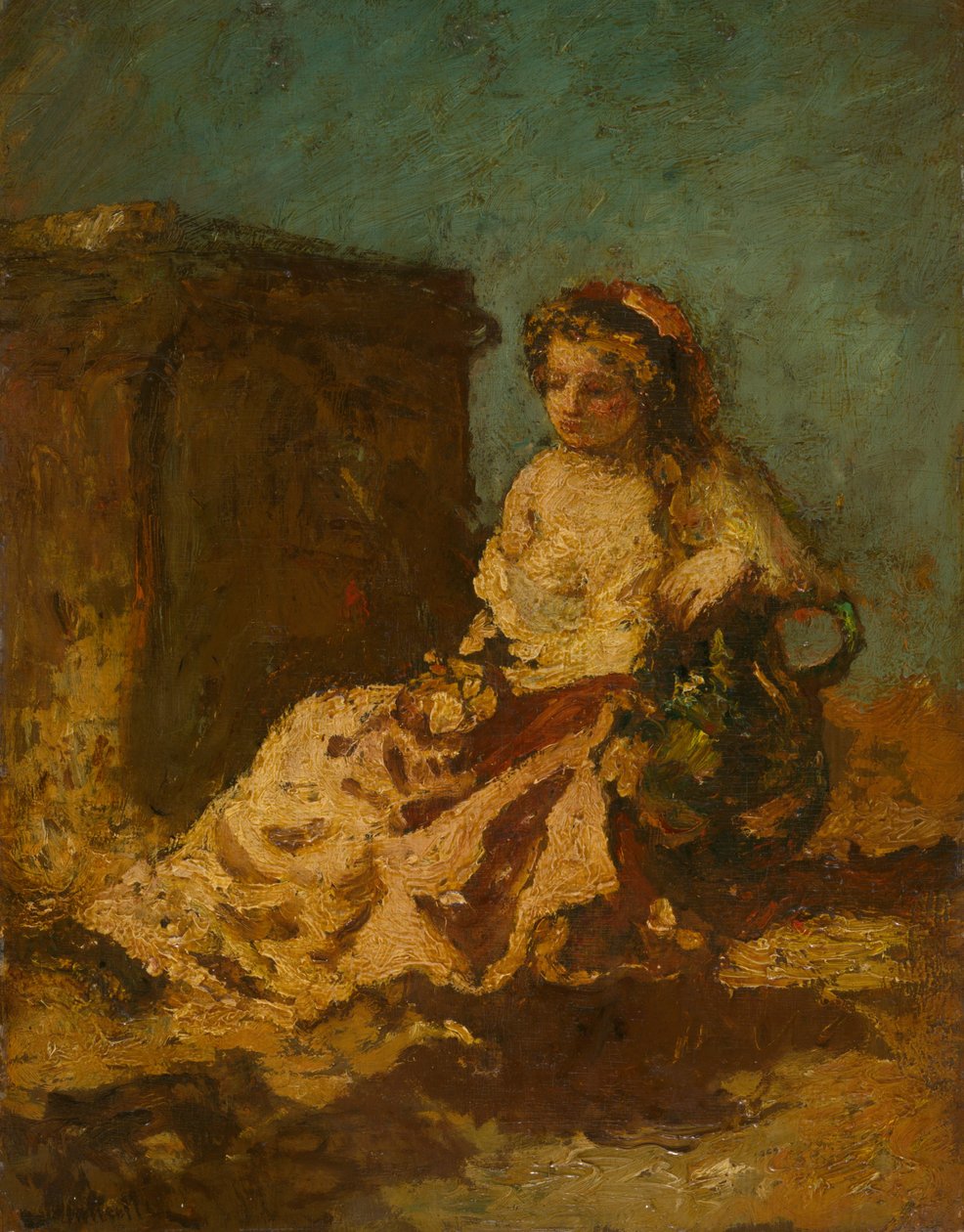 Meditaatio (istuva nainen) tekijältä Adolphe Joseph Thomas Monticelli