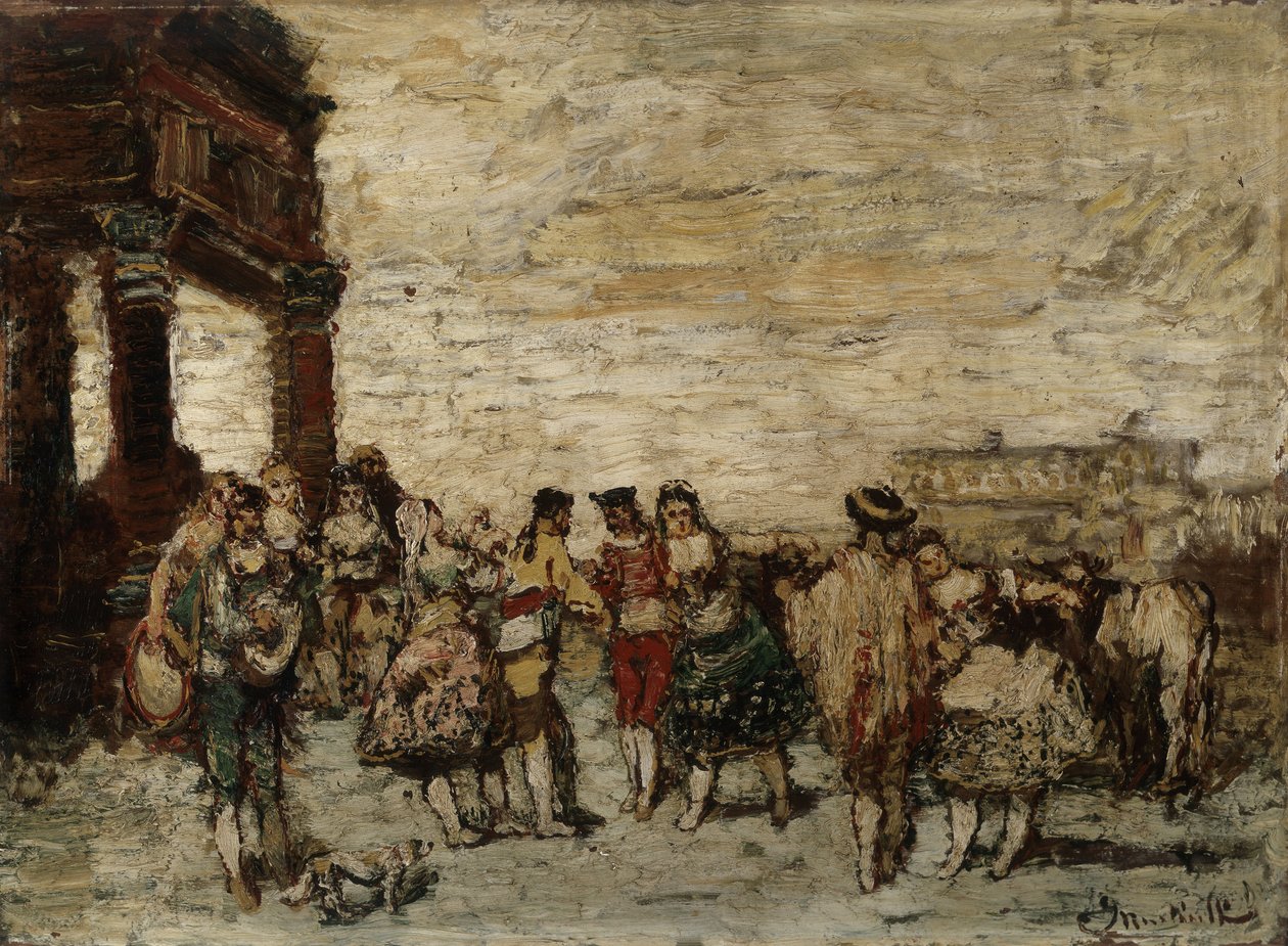 Juhlat Espanjassa Adolphe Monticellin (1824-1886) maalaus Koko 36,5x48 cm Musee Grobet-Labadie tekijältä Adolphe Joseph Thomas Monticelli
