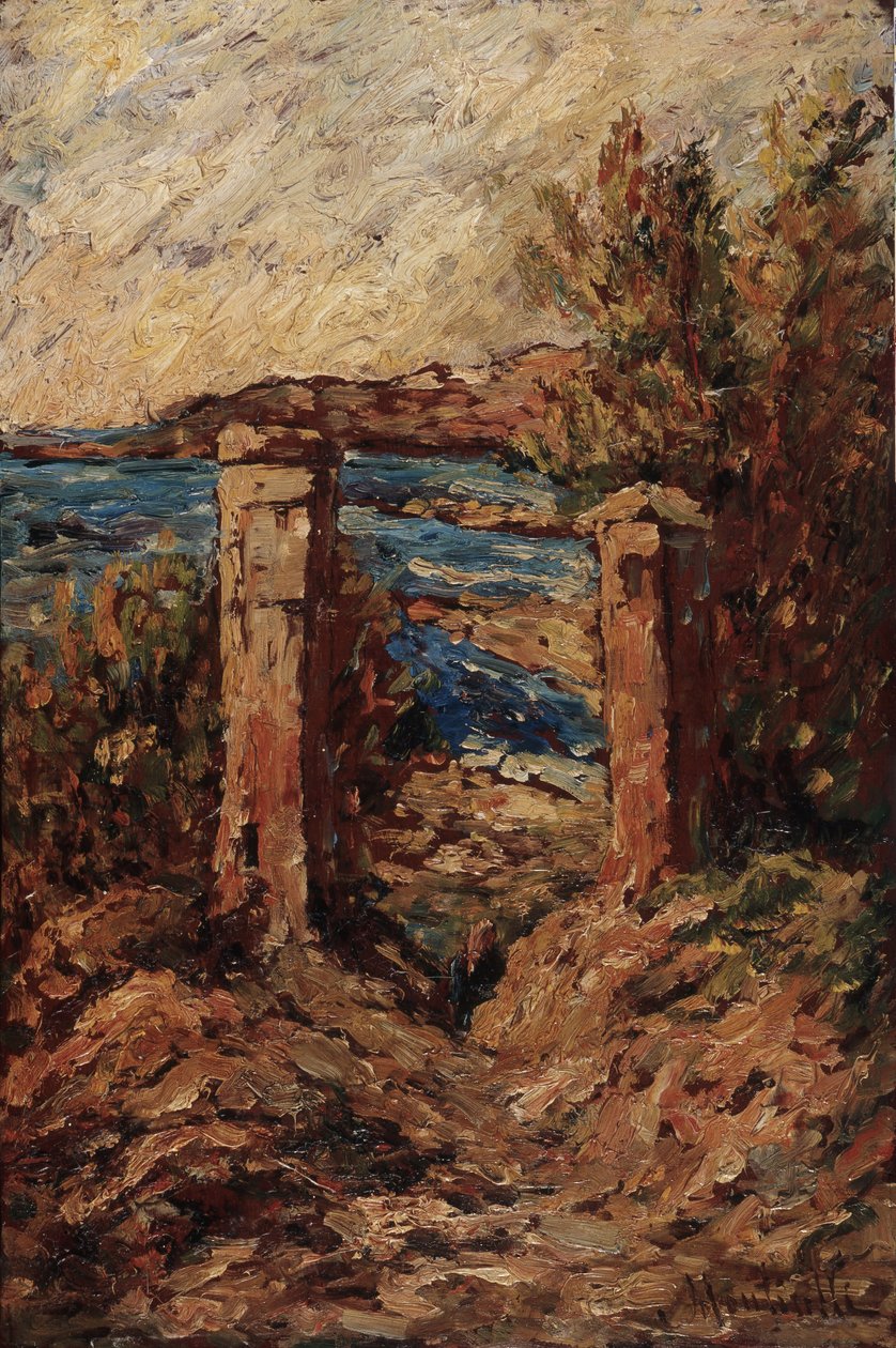 Cassisin portaali, Maisema meren rannalla Adolphe Monticellin (1824-1886) maalaus, koko 45x30 cm Musee Grobet-Labadie tekijältä Adolphe Joseph Thomas Monticelli