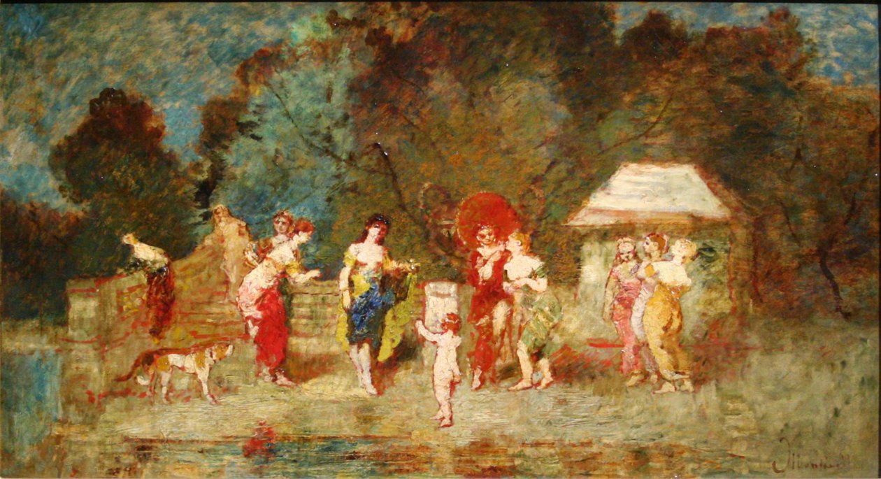 Näkymä puistossa II, n. 1870 tekijältä Adolphe Joseph Thomas Monticelli