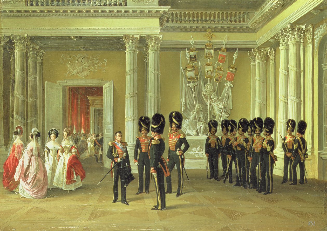 Heraldinen sali Talvipalatsissa, Pietari, 1838 tekijältä Adolphe Ladurner