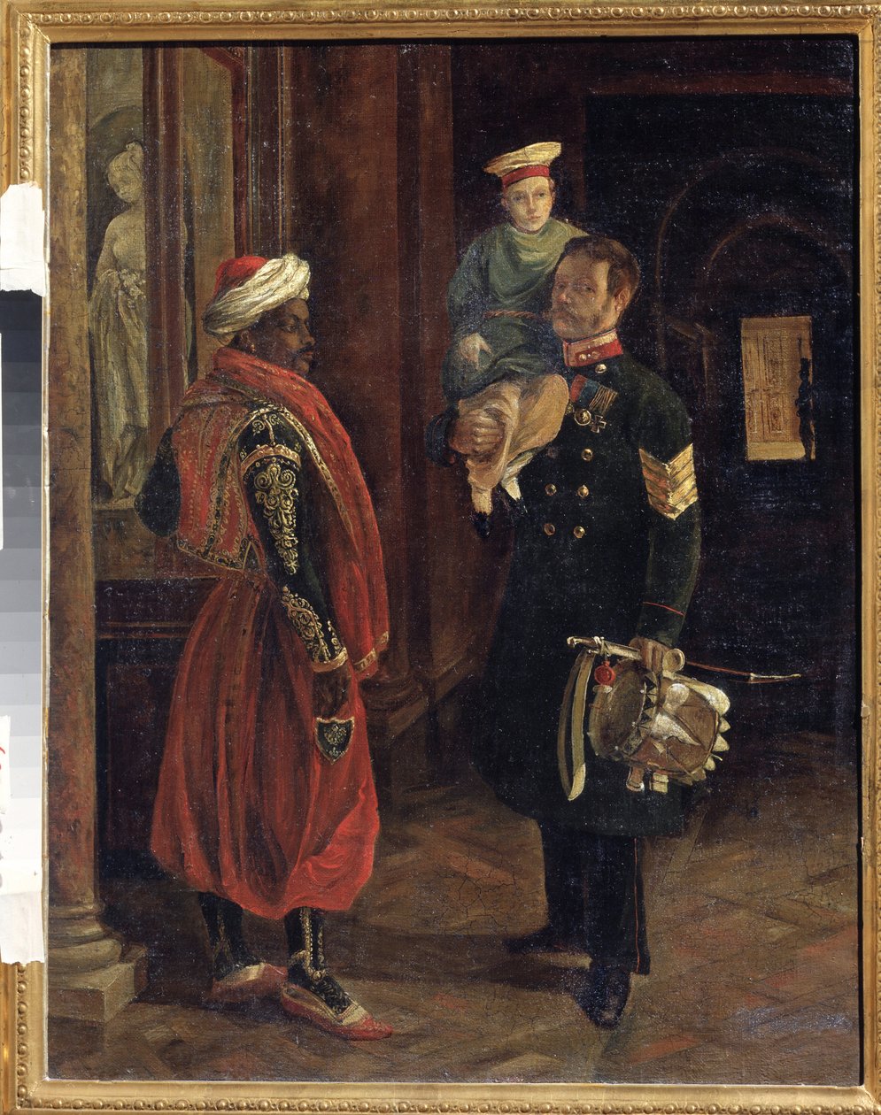 Kohtaus tuomioistuimessa. Adolphe Ladurnerin (1798-1856) maalaus, öljy kankaalle, noin 1840. 1800-luvun ranskalaista taidetta. Valtion Borodinon sota- ja historiamuseo, Moskova. tekijältä Adolphe Ladurner