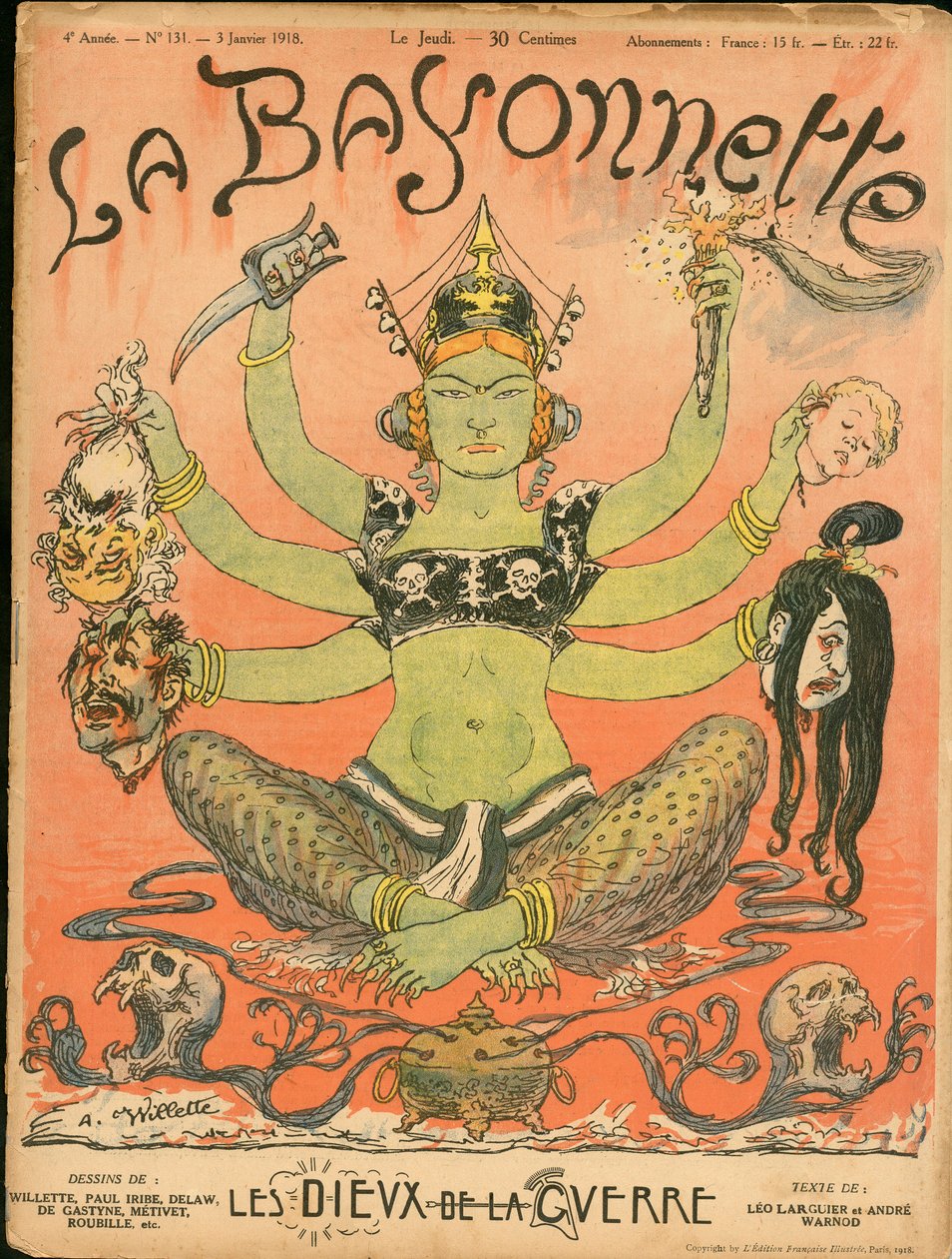 Kansi "" La Baionnette", Satirical en Colors tekijältä Adolphe Leon Willette