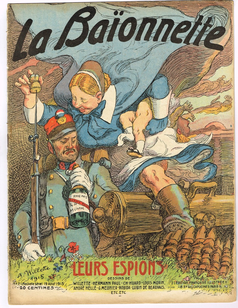 Kansi "" La Baionnette ", Satirique en Colors tekijältä Adolphe Leon Willette