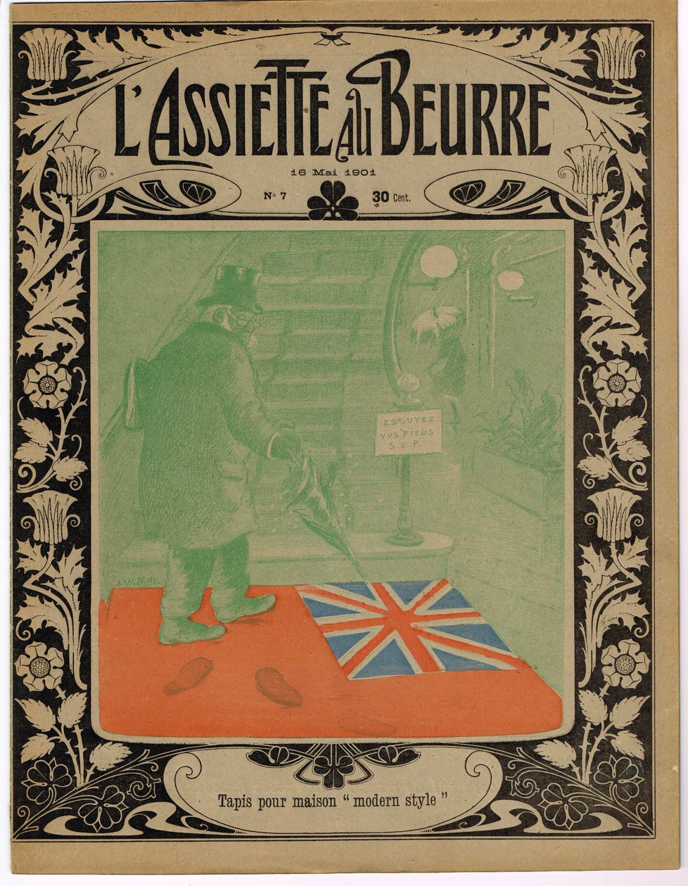 Kansi "" The Butter Plate", Satirique en Colors tekijältä Adolphe Leon Willette