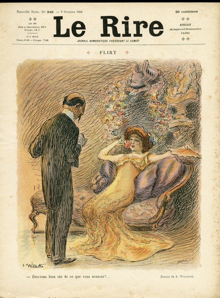 Kuva Adolphe dit Willettesta (1857-1926) Le Riren kanteen, 10.9.2009 - Flirttailu - Rakkaus, Muoti, Sisäinen arkkitehtuuri tekijältä Adolphe Leon Willette