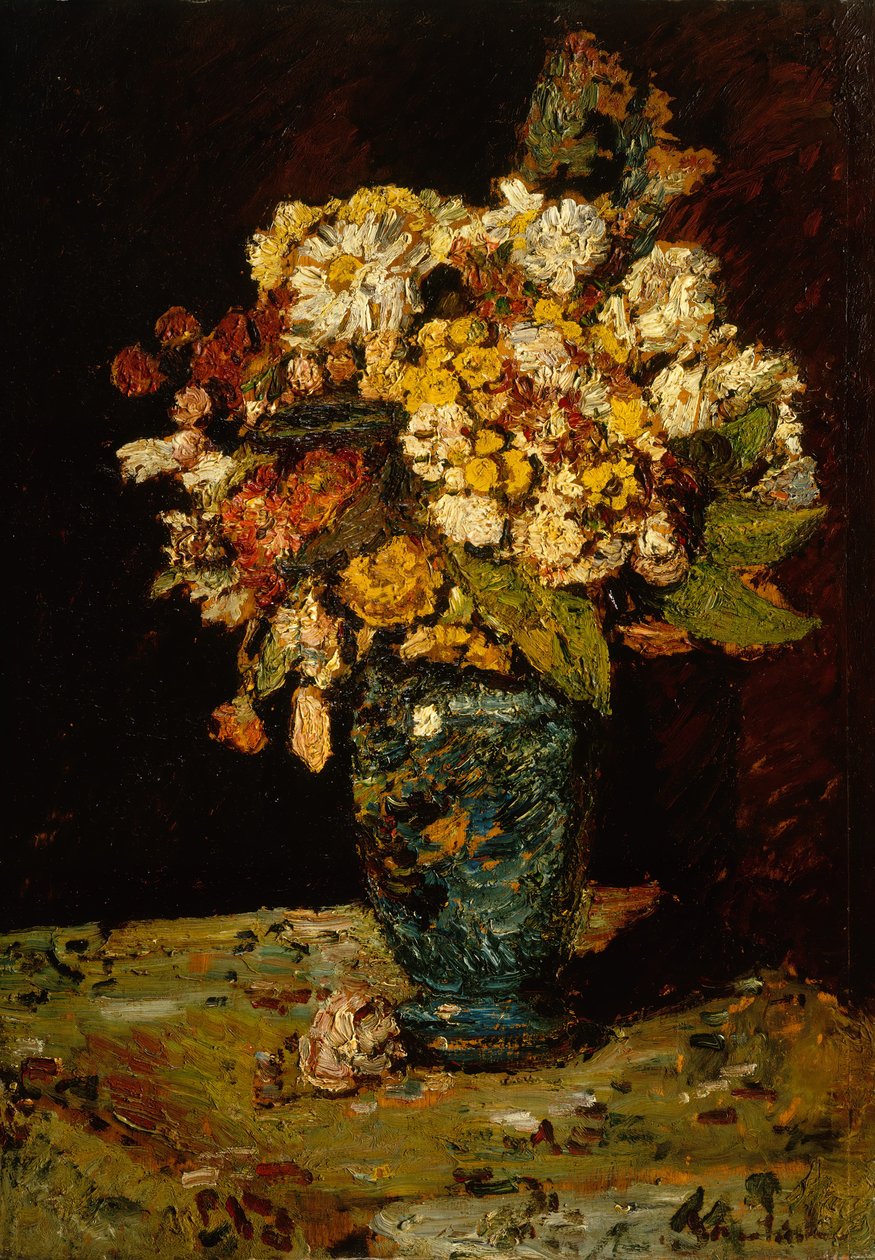 Kukat sinisessä maljakossa, 1879-1883. tekijältä Adolphe Joseph Thomas Monticelli