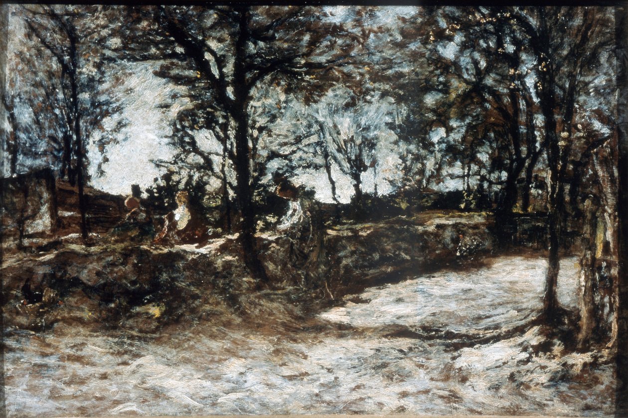 Maisema. Fontainebleau, 1800-luku. tekijältä Adolphe Joseph Thomas Monticelli