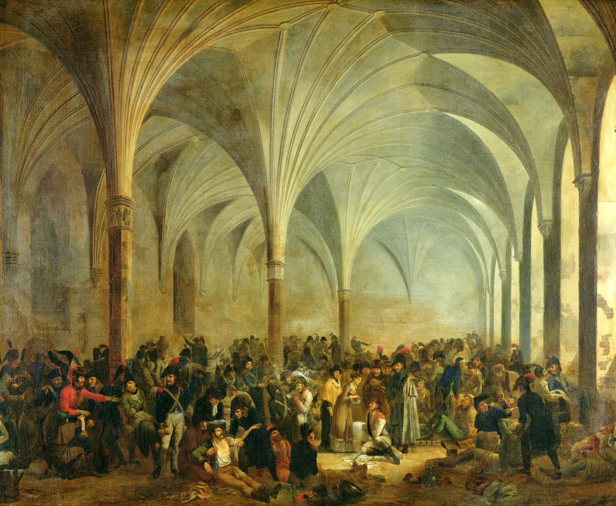 Ranskalaisten ja venäläisten sotilassairaala Marienburgissa kesäkuussa 1807, 1808. tekijältä Adolphe Roehn