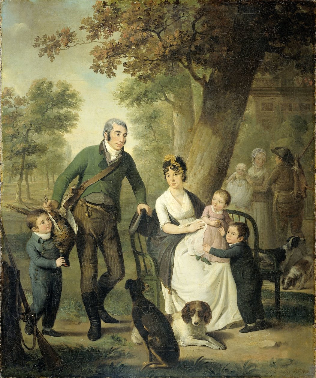 Jonkheer Gysbert Carel Rutger Reinier van Brienen van Ramerus (1771-1821) vaimonsa ja neljän lapsensa kanssa tekijältä Adriaan de Lelie