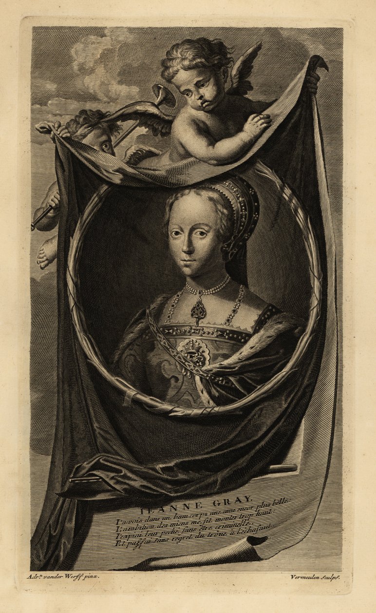 Lady Jane Gray (1537-1554) (kaiverrus) tekijältä Adriaan van der (after) Werff