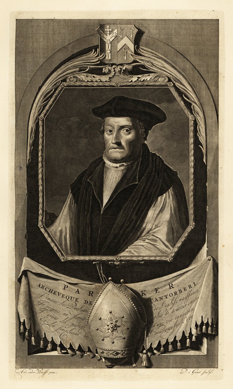 Matthew Parker (1504-1575) (kaiverrus) tekijältä Adriaan van der (after) Werff