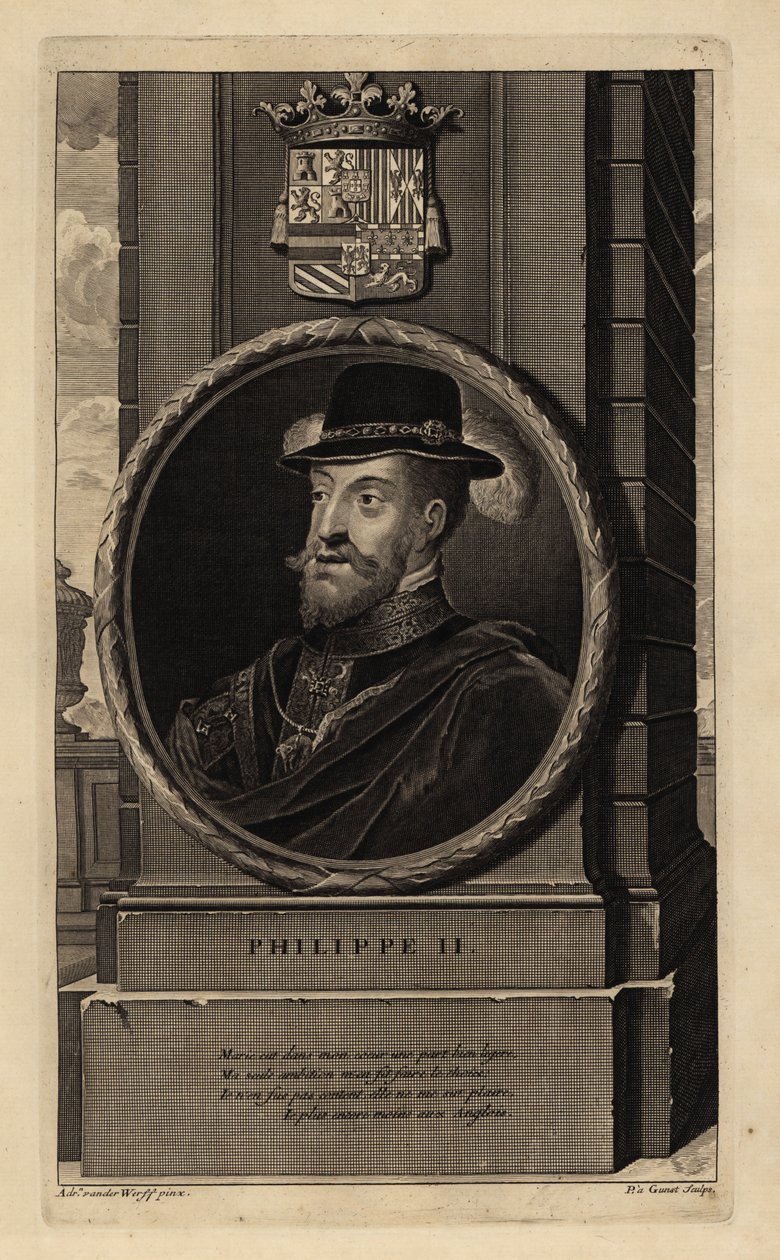 Philip II (1527-1598) (kaiverrus) tekijältä Adriaan van der (after) Werff