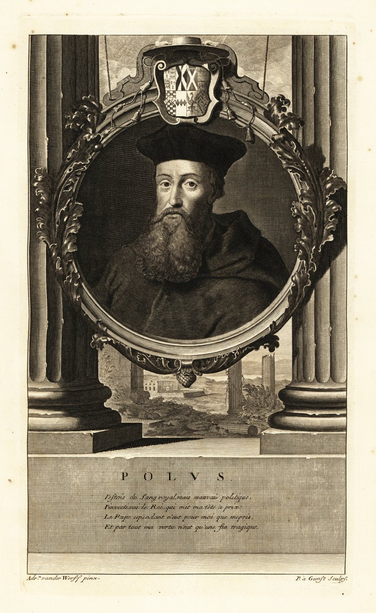 Reginald Pole (1500-1558) (kaiverrus) tekijältä Adriaan van der (after) Werff