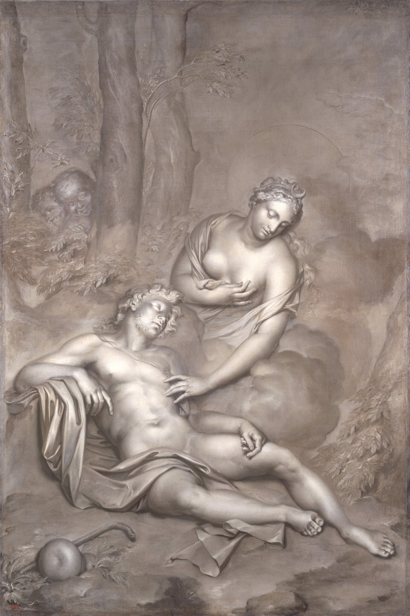 Luna (Diana) vierailee nukkuvan Endymionin luona, 1696 tekijältä Adriaan van der Werff