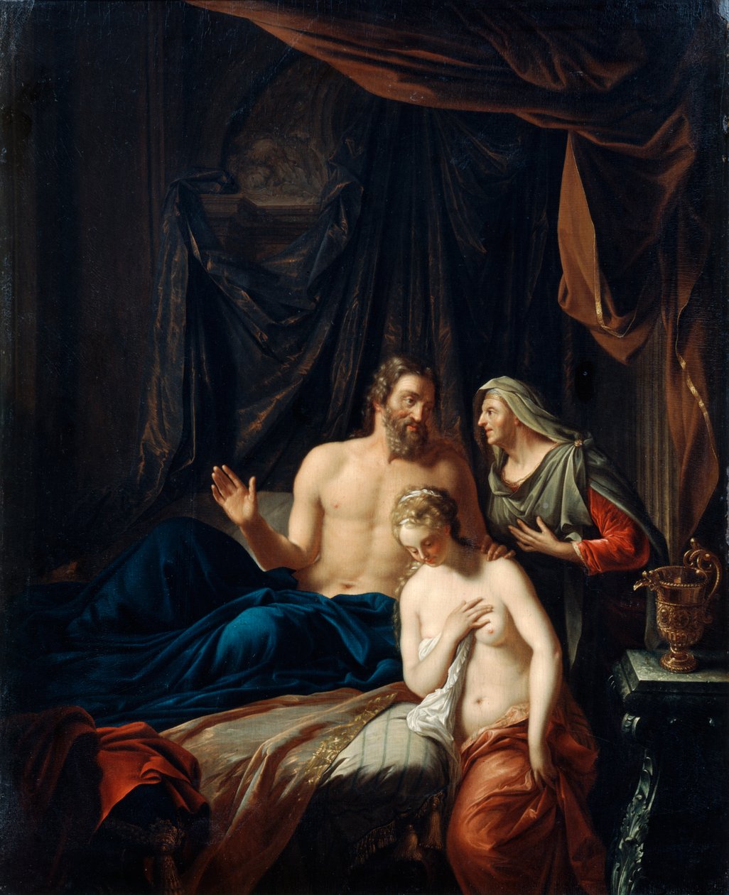 Saara esittelee Hagarin Abrahamille, 1600-luvun loppu 1700-luvun alussa tekijältä Adriaan van der Werff