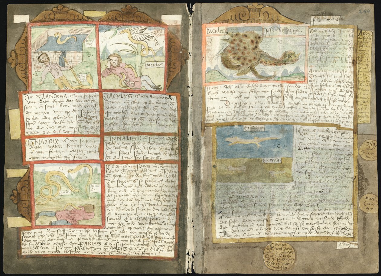 Adriaen Coenenin Visboeck - KB 78 E 54 - folio 243v (vasen) ja 244r (oikea) tekijältä Adriaen Coenen