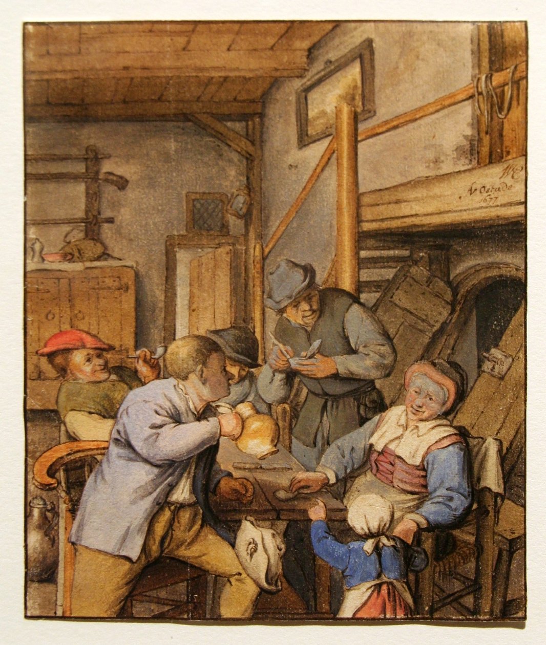 Boeren aan een tafel in een herberg tekijältä Adriaen Jansz. van Ostade