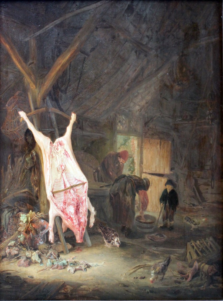 Geschlachtetes Schwein einer Scheunessa tekijältä Adriaen Jansz. van Ostade