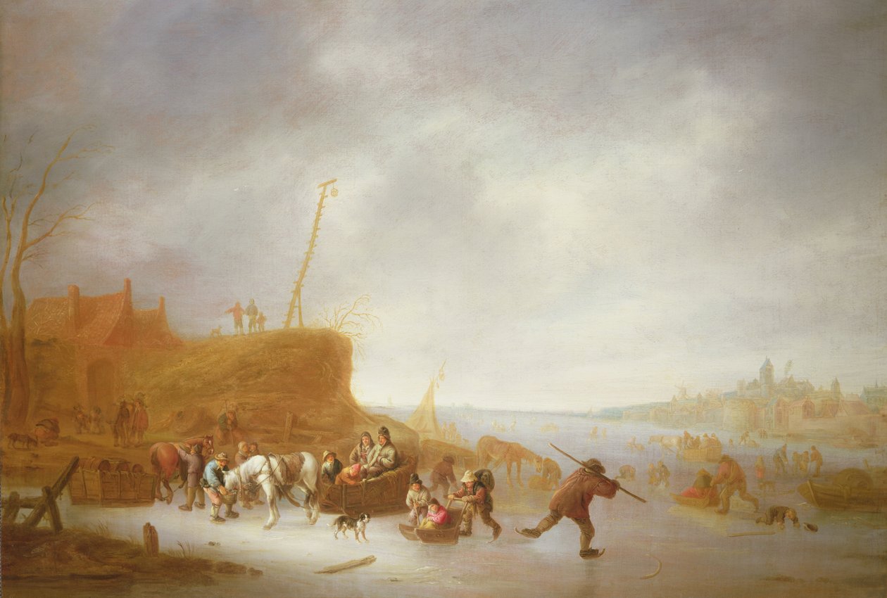 Talvimaisema luistelijoiden kanssa tekijältä Adriaen Jansz. van Ostade
