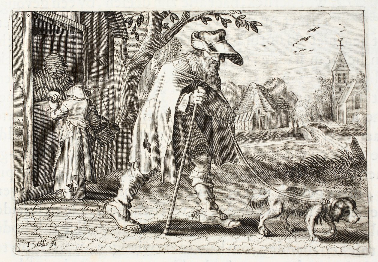 Sokea mies, kuvitus Johannes de Brunen (1589-1658), Jan Jacobs Schipperin teoksesta "Emblemata of Zinne-werk", Amsterdam, 1661 tekijältä Adriaen Pietersz van de Venne